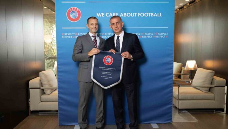 TFF Başkanı Hacıosmanoğlu, UEFA Başkanı Ceferin ile bir araya geldi