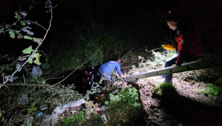 Dere yatağına düşen vatandaşın yardımına itfaiye yetişti