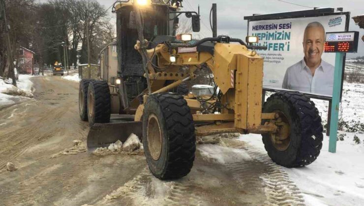 Nilüfer’de ekipler karla mücadele için görev başında